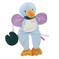 DC4051-doudou canard bleu et violet avec feuille de nénuphar