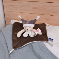 DC4058-Doudou plat Ours marron 3 histoires - QR à flasher pour découvrir les histoires