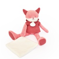 Doudou Renard rose avec mouchoir - Sweety - 25 cm- DC4189-1.jpg