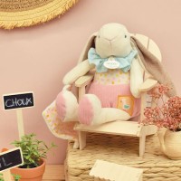 Peluche lapin rose avec son doudou - LAPIN CIBOULETTE - 28 cm-DC4208-1.jpg