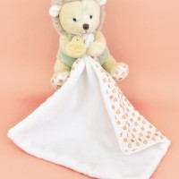 Doudou mouchoir hérisson vert et marron - 11 cm -  Sans boite- DC4310.jpg