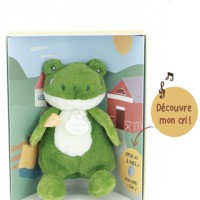 DC4358-Peluche grenouille - 17cm - DOUDOU de la ferme avec boite sonore