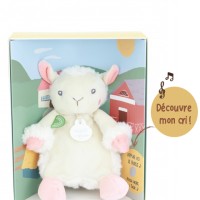 DOUDOU de la ferme avec boite sonore Peluche mouton - 17cm -