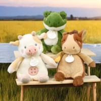 DOUDOU de la ferme avec boite sonore vache et cheval