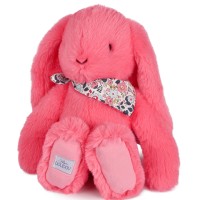 Peluche Lapin fleurette doudou et compagnie rose corail – 35 cm