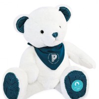Ours en peluche Premium blanc avec bandana bleu paon - 37 cm-JO2451-1.jpg