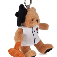 Peluche porte cle Ours beige - Chef avec baguette et beret- SP4519-2.jpg