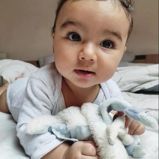 DOUDOU ATTACHE SUCETTE OURS BLEU