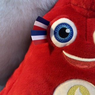 L'œil brodé des #Phryges à la fois malicieux et ultra expressif ????Orné d'une cocarde afin que le bonnet Phrygien soit identifiable ????????Au final nos Phryges ont des yeux pétillants qui transmettent leur énergie et leur enthousiasme pour embarquer le monde entier ????Produits Officiels Sous Licence #Paris2024 #jeuxolympiques2024  #jeuxparalympiques2024 #mascotte2024 #Phryges #doudouetcompagnie