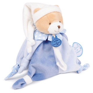 Doudou attache sucette ours Petit chou - Bleu - 17 cm