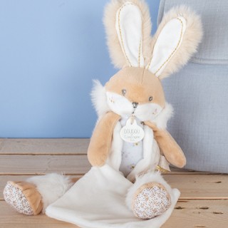 Coffret peluche lapin de sucre - lapin mouchoir - 31 cm