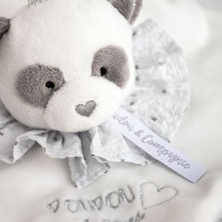 Doudou plat Panda gris - Attrape-rêves - 20 cm