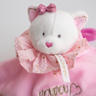 Doudou plat Chat rose - Attrape-rêves - 20 cm