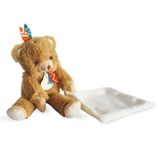 Peluche Ours marron avec Doudou Tiwipi - 21 cm