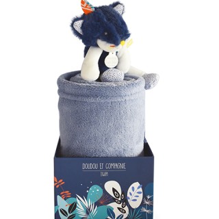 Couverture bébé en polaire avec Doudou Loup - 70 x 100 cm