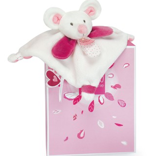 Mini doudou Souris rose - 20 cm