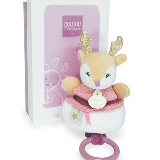 Peluche musicale renne beige - 20 cm