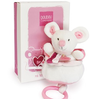 Peluche musicale Souris rose - 20 cm