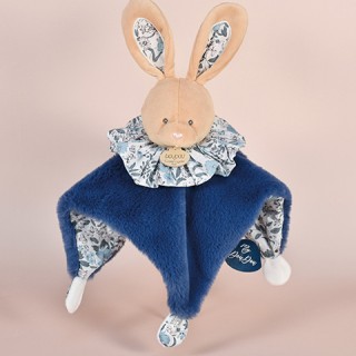 Doudou Lapin bleu - Cocon - Balle d'éveil - 3 EN 1