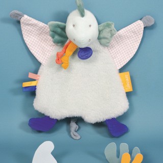 Doudou plat dinosaure vert Filou - 25  cm