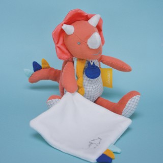 Peluche de dinosaure orange avec doudou -  Lou - 25 cm