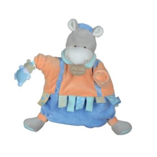 Doudou marionnette Ane avec étiquettes