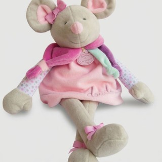 Peluche souris grise et rose - Pearly - 35 cm