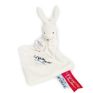 Petite peluche lapin avec Doudou mouchoir - 15 cm