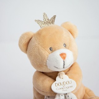 Doudou ours mouchoir marron Petit Roi - 10 cm