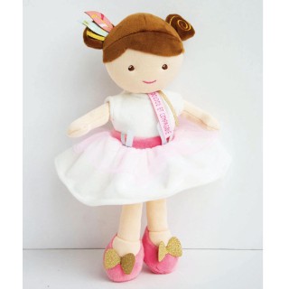 Poupée en tissu ballerine blanche Ombelline - 30 cm