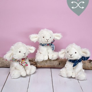 Peluche agneau blanc avec chouchou - 12 cm - Modèle aléatoire