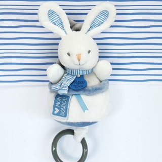 Peluche musicale lapin bleu - 20 cm