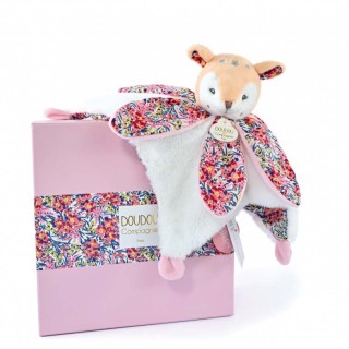 Doudou FAON blanc avec pétales - BOH'AIME -27 cm