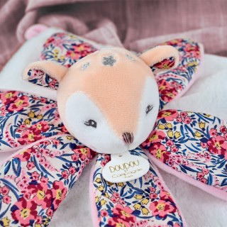 Doudou FAON blanc avec pétales - BOH'AIME -