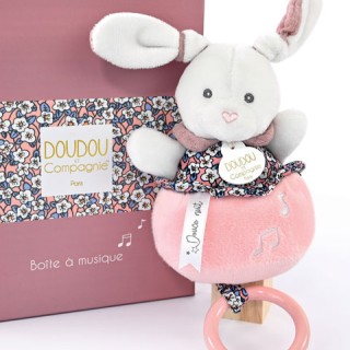 Peluche musicale LAPIN ROSE - BOH'AIME - 20 cm