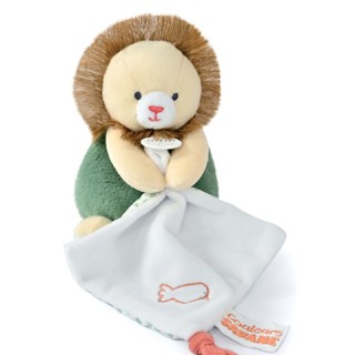 Peluche Lion beige avec doudou mouchoir - 15 cm