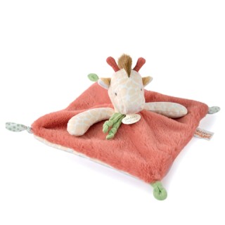 Doudou plat girafe beige et rouge -25 cm