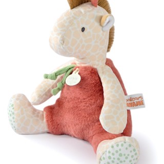 Peluche girafe beige et orange - 30 cm
