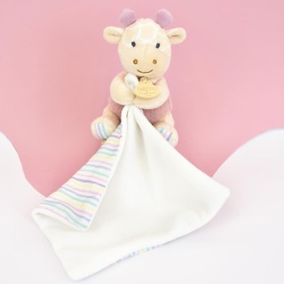 Doudou mouchoir Girafe rose - 11 cm