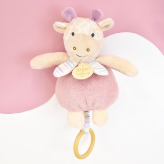 Boite a musique bebe - Girafe rose - 20 cm