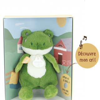 Peluche grenouille - 17 cm - DOUDOU de la ferme avec boite sonore