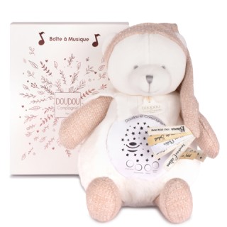 Ours veilleuse musicale projection d'étoiles - collection anniversaire - Rose