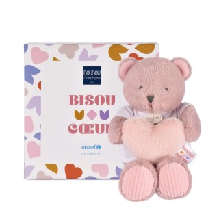 Peluche Ours Coeur UNICEF - Bisous cœur - 24 cm