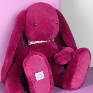 Peluche lapin Rose- 70 cm - Lapin Fleurette - Prune