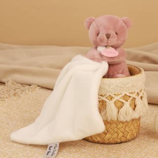 Doudou mouchoir- Mon petit ourson - Rose - 10 cm