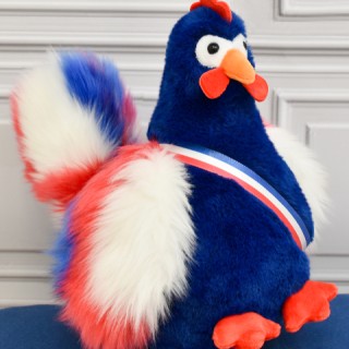Peluche coq bleu marine - 24 cm - Fabriqué en France