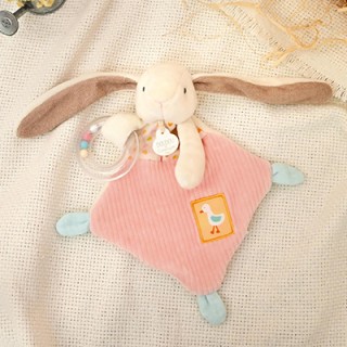 Doudou hochet bebe lapin rose - LAPIN CIBOULETTE - 21 cm