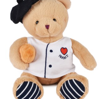 Peluche Ours beige - Chef avec baguette