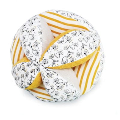 Balle d'éveil bébé avec Hochet intégré - Pollen l'abeille en coton BIO - 15 cm - Modèle aléatoire