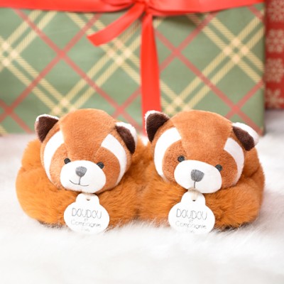 Chaussons bebe en peluche panda roux - Unicef - 0-6 mois